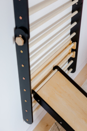 Klimwand en klimdriehoek met glijbaan - Zwart