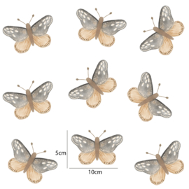 Vlinder muurstickers beige