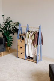 Montessori kledingkast met lades en kledijvormige grepen -  Blauw