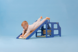 Modulair leertoren, keukenkruk, bureau en glijbaan - blauw