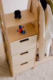 Montessori kledingkast met lades en rechthoekige grepen - Naturel