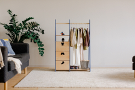 Montessori kledingkast met lades en kledijvormige grepen -  Blauw