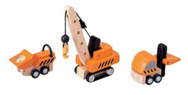 PlanToys - houten mini set constructiewagens (3 stuks)