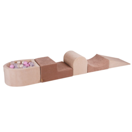 Foam blokken met ballenbak en 100 ballen - Beige/ Ecru