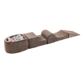 Corduroy Foam speelblokken met ballenbak en 100 ballen - Bruin