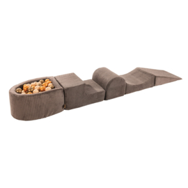 Corduroy Foam speelblokken met ballenbak en 100 ballen - Bruin