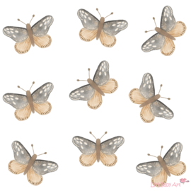 Vlinder muurstickers beige