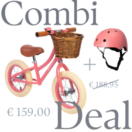 Banwood First Go loopfiets + helm - Coral