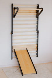 Klimwand en klimdriehoek met glijbaan - Zwart