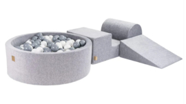 Foam speelset met ballenbak en 200 ballen - Licht Grijs