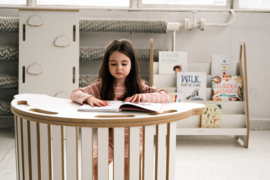 3-in-1 Montessori klimboog met Tafel en Glijbaan met Wolkjes - Groot
