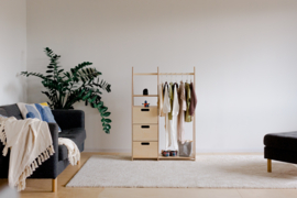 Montessori kledingkast met lades en rechthoekige grepen - Naturel