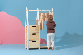 Montessori kledingkast met lades en rechthoekige grepen - Wit