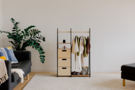 Montessori kledingkast met lades en rechthoekige grepen - Zwart