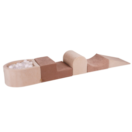 Foam blokken met ballenbak en 100 ballen - Beige/ Ecru