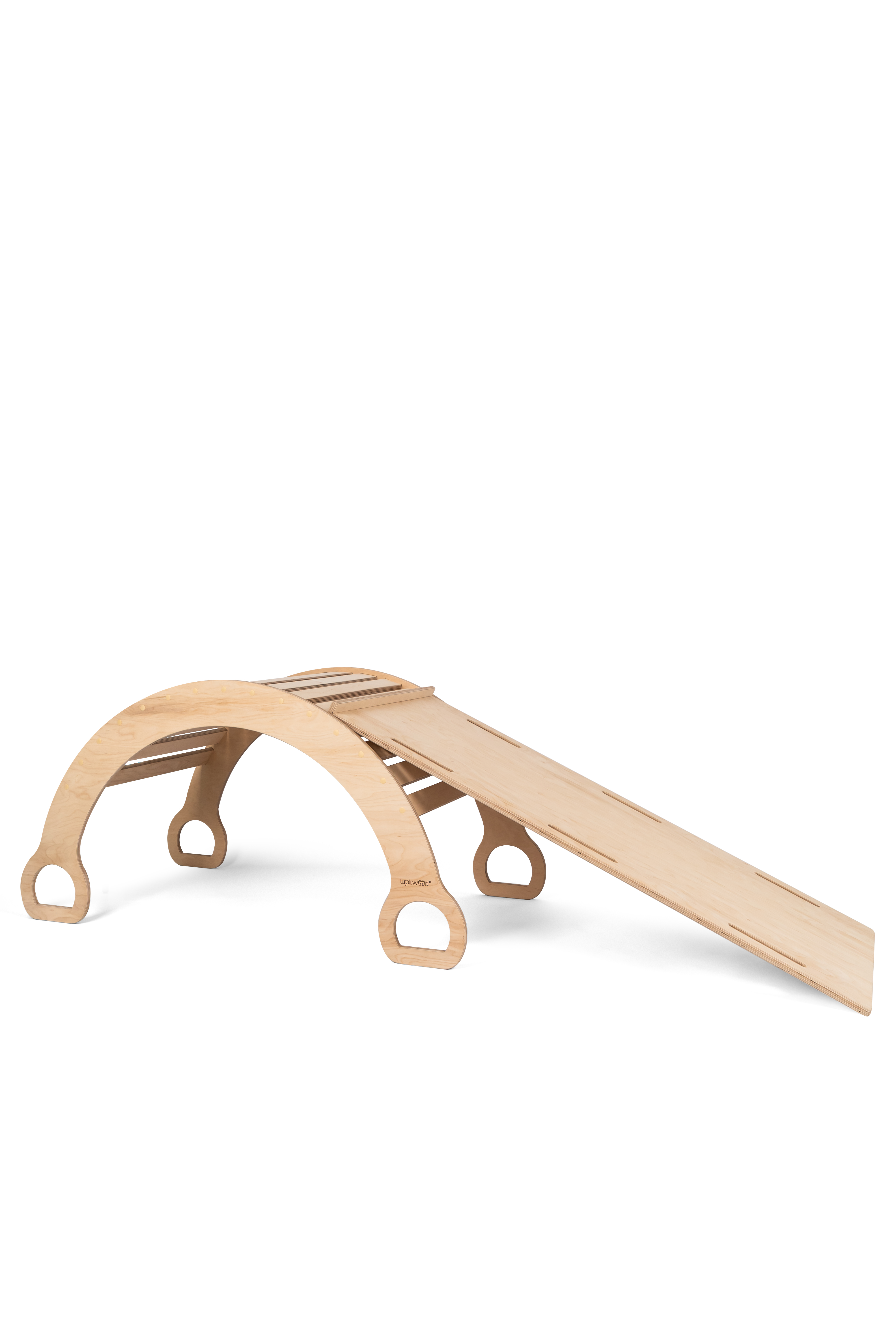 2-in-1 Montessori klimboog met Glijbaan met Wolkjes - Groot