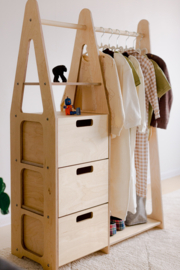 Montessori kledingkast met lades en rechthoekige grepen - Naturel