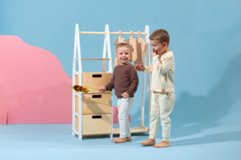 Montessori kledingkast met lades en rechthoekige grepen - Wit