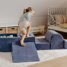 Foam blokken hindernisbaan met ballenbak 100 ballen - Grijs/Blauw