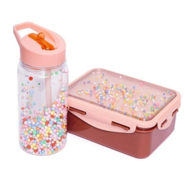 Back to school set - Zebra rugtas roze, popsicle drinkfles en lunchtrommel