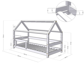 Bedhuisje met hekje TERY 80x160 - 80x200 cm