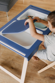 Inklapbare sensorische tafel met 2 bakken - blauw