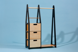 Montessori kledingkast met lades en rechthoekige grepen - Zwart