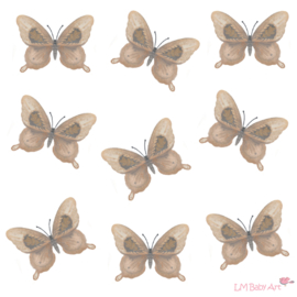 Vlinder muurstickers beige