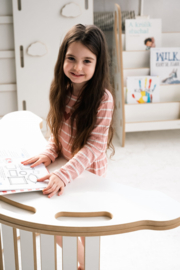 3-in-1 Montessori klimboog met Tafel en Glijbaan met Wolkjes - Groot