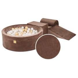 Corduroy Foam speelblokken met ballenbak en 200 ballen - Bruin