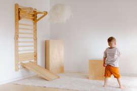 Klimwand en klimdriehoek met glijbaan - Naturel