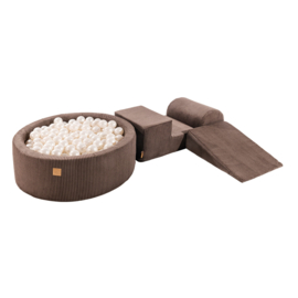 Corduroy Foam speelblokken met ballenbak en 200 ballen - Bruin