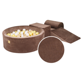 Corduroy Foam speelblokken met ballenbak en 200 ballen - Bruin