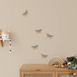 Vlinder muurstickers beige