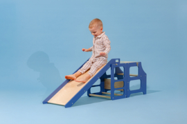 Modulair leertoren, keukenkruk, bureau en glijbaan - blauw
