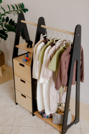 Montessori kledingkast met lades en rechthoekige grepen - Zwart