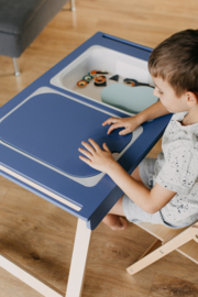 Inklapbare sensorische tafel met 2 bakken - blauw
