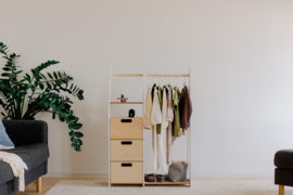 Montessori kledingkast met lades en rechthoekige grepen - Wit