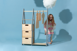 Montessori kledingkast met lades en rechthoekige grepen -  Grijs