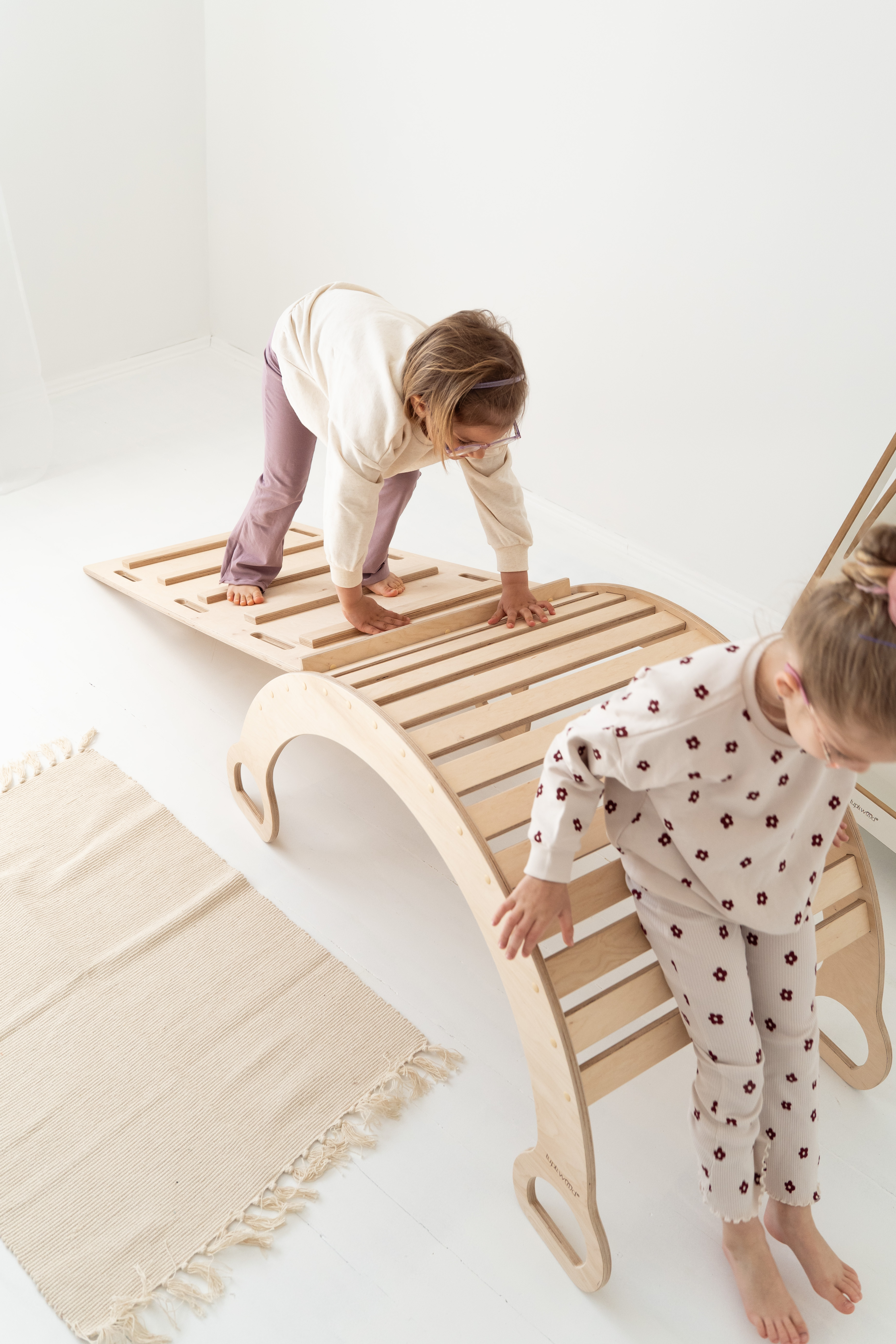 2-in-1 Montessori klimboog met Glijbaan met ladder - Groot