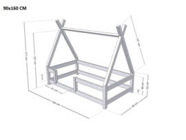 Tipi bed met hekje in verschillende maten