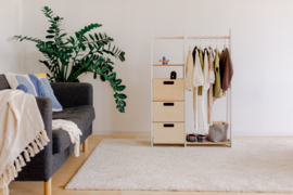 Montessori kledingkast met lades en rechthoekige grepen - Wit