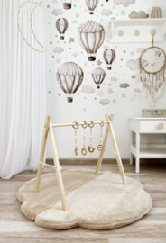 Zachte teddy speelmat in vorm van een wolkje - beige