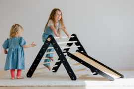 Pikler Driehoek Montessori Klimrek met Glijbaan - Zwart