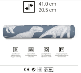 Dinosaurus behang blauw