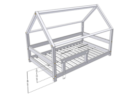 Laag bed met hekje 80 x 160 cm - 140 x 200 cm