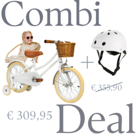 Witte Banwood Classic fiets Inclusief helm