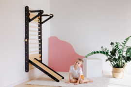 Klimwand en klimdriehoek met glijbaan - Zwart