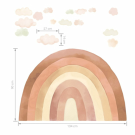 Muursticker regenboog met wolkjes