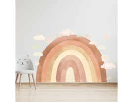 Muursticker regenboog met wolkjes